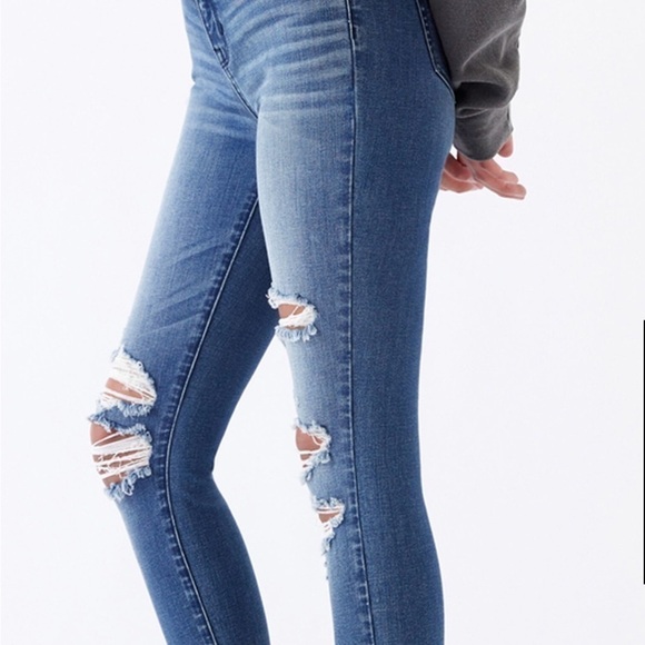 PACSUN HIGH RISE DISTRESSED RAW HEM ANKLE JEGGINGS SZ 26 EVERYDAY SCHOOL - Picture 2 of 10